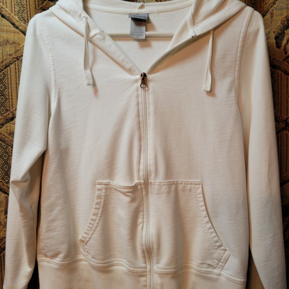 Women's White Zip-Up Hoodie